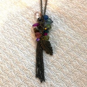 American Eagle Beads and Feather Chain Necklace
